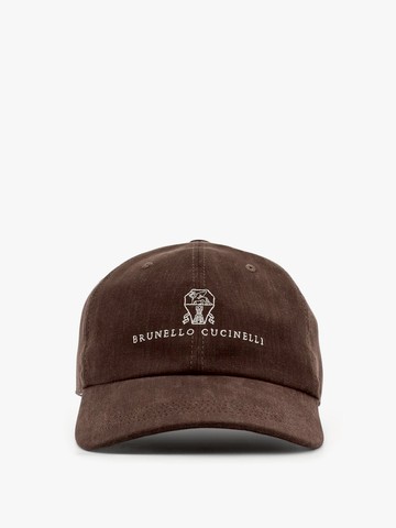 Linen baseball hat with frontal logo - BRUNELLO CUCINELLI - gender_Man