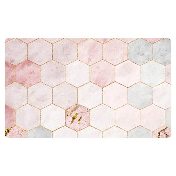 PVC防油防水皮革地墊 短款 PU皮革 PVC皮革材質 厚度約5MM  75 x 45cm  六邊大理石紋少女粉  1個