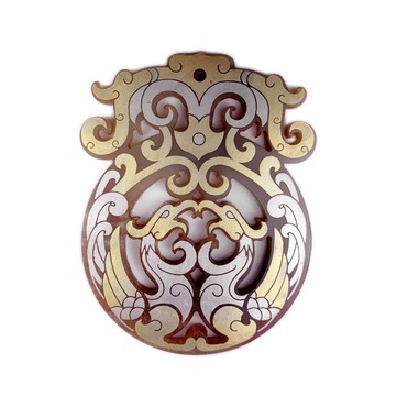 《博古珍藏》天然和闐玉錯金銀 雙鳳出廓玉璧．65公克．早期收藏．老件文物．國際拍賣級．行家首選．超值回饋