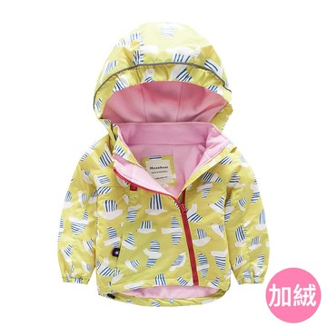 Meanbear - 防風防雨反光衝鋒外套(加絨)-黃色鴿子-斜拉鏈