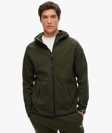 Superdry Men's Tech Logo Loose Zip Hoodie Green Size: S