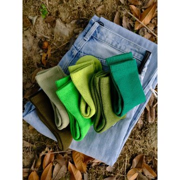 秋冬綠色襪毛圈襪子男無骨彩色中筒女棉襪加厚毛巾底美看運動舞蹈