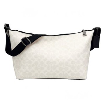 COACH 經典C LOGO中性男款船型斜背包(白)