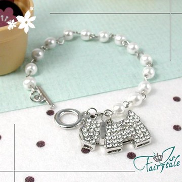 《伊飾童話》晶鑽雪納瑞＊珍珠手鍊