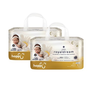 Hoppi - royaldream 皇家系列嬰兒尿布－褲型(L)－38片－2袋