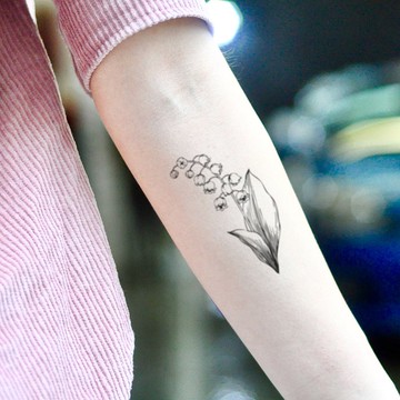 OhMyTat 鈴蘭 Lily of the Valley 刺青圖案紋身貼紙 (2 張)