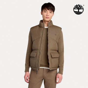 Timberland 男款咖啡色羽絨保暖背心|A44C3BK0
