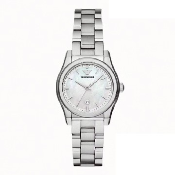 EMPORIO ARMANI 亞曼尼 Federica系列 AR11557 簡約經典珠光女錶 銀色 32MM