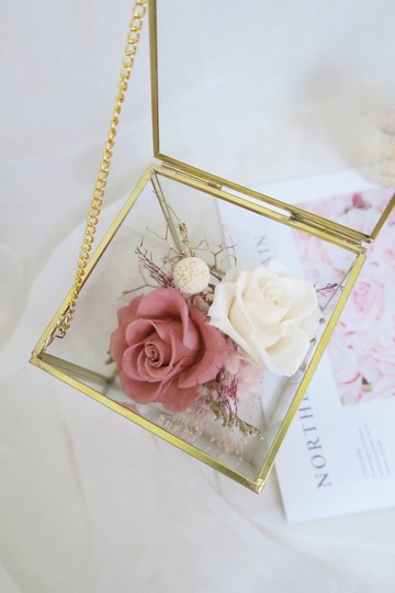 【客製化禮物】永生玻璃花盒－【甜美印象】 | 情人節禮物/乾燥花