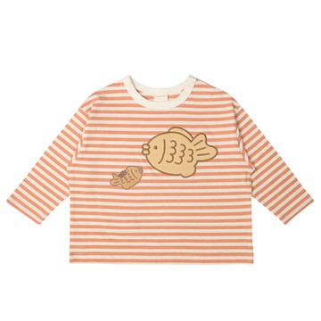 akachan honpo - 長袖T恤-造型圖案-粉橘色