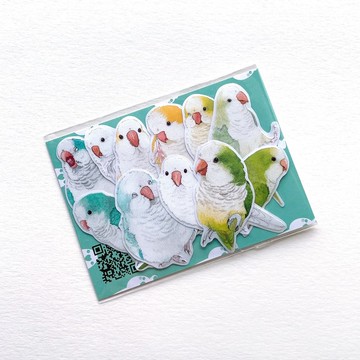 Rolia's 手作 和尚鸚鵡 防水透明白墨貼紙(11小張套組)