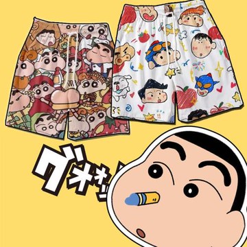 蠟筆小新短褲男夏季2025新款寬松休閑運動褲青少年學生五分褲睡褲