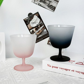 磨砂矮腳雞尾酒杯創意輕薄玻璃杯果汁牛奶咖啡杯特調冷飲氣泡杯子