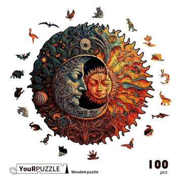 YouRPuzzle拼圖 台灣現貨 星辰日月 檢驗合格 不規則木製拼圖 精美設計外盒 AI繪製