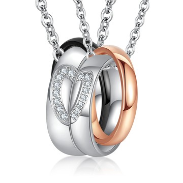 白鋼項鍊．雙環對鍊｜愛不釋手．客製刻字