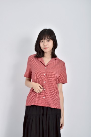 加購優惠(M) pazzo波點排扣紅色短袖上衣
