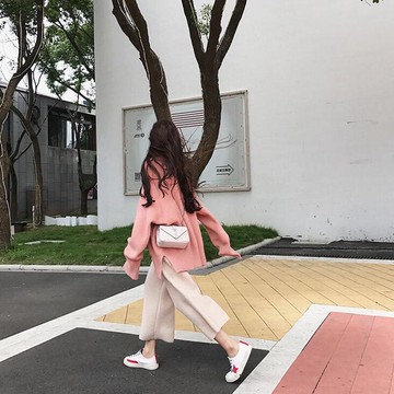 秋冬裝新款韓版慵懶風網紅毛衣女寬松顯瘦學生套頭針織衫外套1入