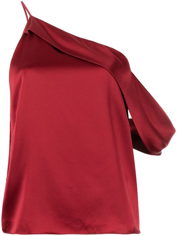 Michelle Mason - draped cowl asymmetrical top - women - Silk - 4 - Red