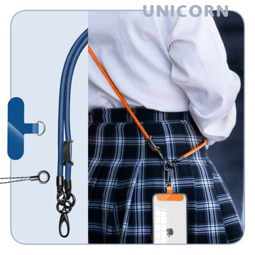 子彈造型粗款尼龍手機吊繩夾片套組 掛繩組 手機背帶 手機斜揹繩 揹帶 防丟吊繩 Unicorn