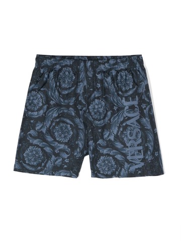 Versace Kids - Barocco-print swim shorts - kids - Polyamide/Polyester/Elastane - 4 - Blue