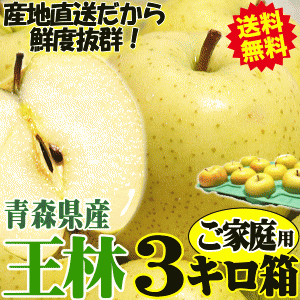 出荷中！青森 りんご 3kg箱 王林 ご家庭用 訳あり 大小様々 りんご 訳あり 3キロ箱 送料無料★王林 家訳 3kg箱