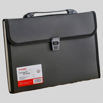 TRANBO 13格風琴包 附手柄 文件收納  1個  黑色