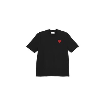 大愛心刺繡圓領純棉寬松落肩短袖T恤TEE男女同款情侶款折扣