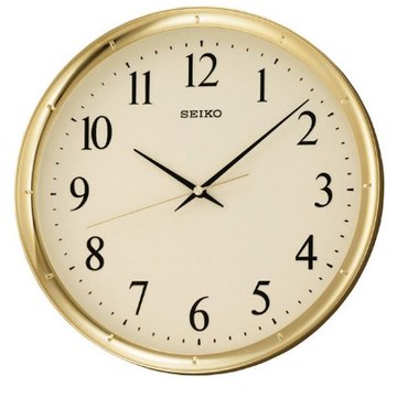 SEIKO 精工 黃金戰士 恆動式秒針標準掛鐘-香檳金/31cm