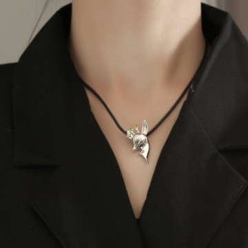 眼觀925銀小鹿吊墜項鏈女情侶圣誕禮物時尚百搭新款頸鏈適合秋冬1入