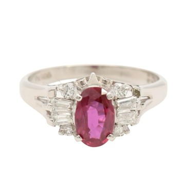 JEWELRY 無品牌珠寶 紅寶石 鑽石 戒指 PT900鉑金 【二手名牌BRAND OFF】