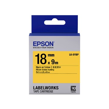 EPSON 粉彩系列 18mmx9M 黃底黑字標籤帶 / 盒 LK-5YBP｜領券最高折$220