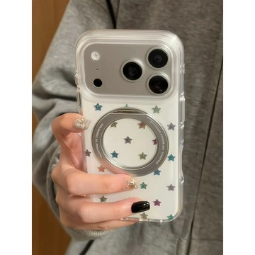 ins唯美鎏金星星支點殼適用蘋果17ProMax手機殼新款iPhone16pro旋轉360支架15簡約女款氣囊防摔保護套