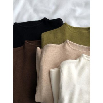 半高領針織衫女春季純色修身內搭小立領毛衣打底疊穿長袖秋裝上衣