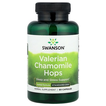 Swanson Vitamins, 纈草洋甘菊啤酒花，60 粒膠囊