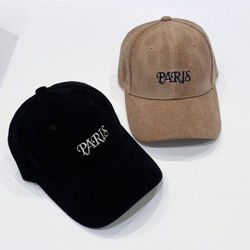 帽子 棒球帽 挺帽 現貨 實拍 Paris 燈芯絨 深頂 老帽 刺繡 棒球帽 英文 厚挺 黑 男 女 簡約 英倫 秋冬