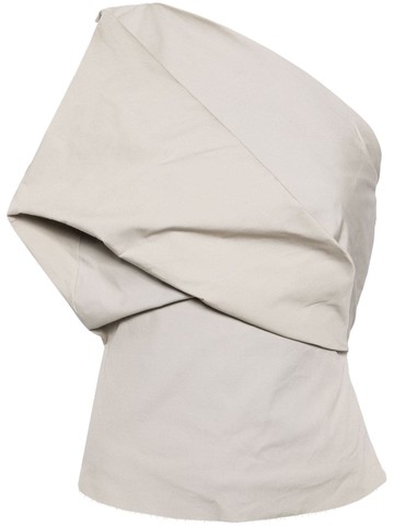 Rick Owens - draped one-shoulder top - women - Elastane/Polyamide/Cotton/Elastane - 38 - Neutrals