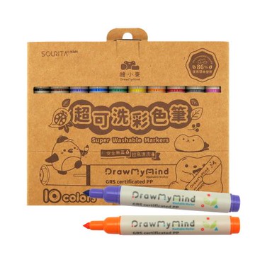 SOLRITA 繪小麥再生塑料超可洗彩色筆10支組