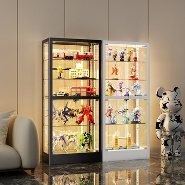 ??快速出貨 可開發票 手辦展示柜帶燈玻璃柜透明樂高展柜家用模型陳列柜玩具展示架柜子