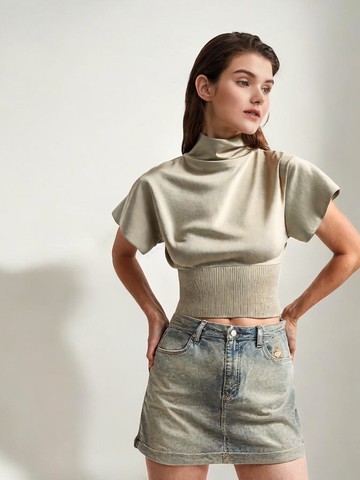 2024春夏新品-繭型縮口短版上衣 (24S2TP01)