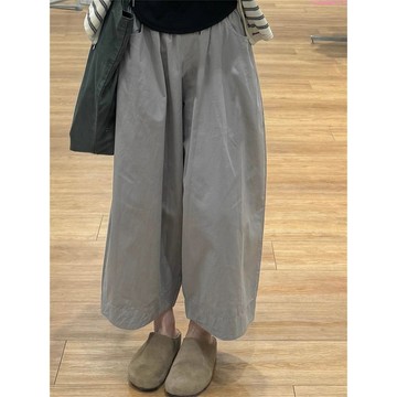 🌷新店優惠🌷灰色日系速干褲女慵懶氣球休閑褲夏季薄款大碼胖mm九分哈倫奶奶褲