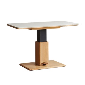 hoi!源氏木語日出橡木實木原木色岩板腳踏自由升降茶几1.2M Y84J14