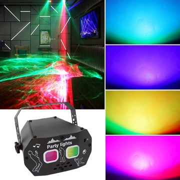 迷你多功能夢幻雷射燈氛圍派對燈節日LED七彩旋轉氛轉燈投影ktv酒吧disco舞檯燈聲控DJ蹦迪氛圍燈