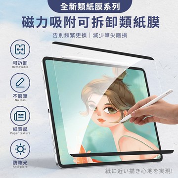 【Timo】for iPad 10.2吋 /10.5吋 /10.9吋 /11吋 磁力吸附可拆卸類紙膜/肯特紙/書寫膜/繪圖膜/平板保護貼