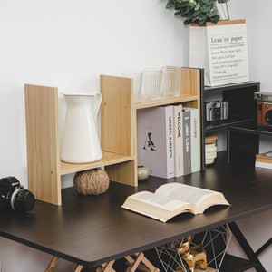 樂嫚妮 H型多用途收納置物伸縮書架-淺胡桃木色淺胡桃木