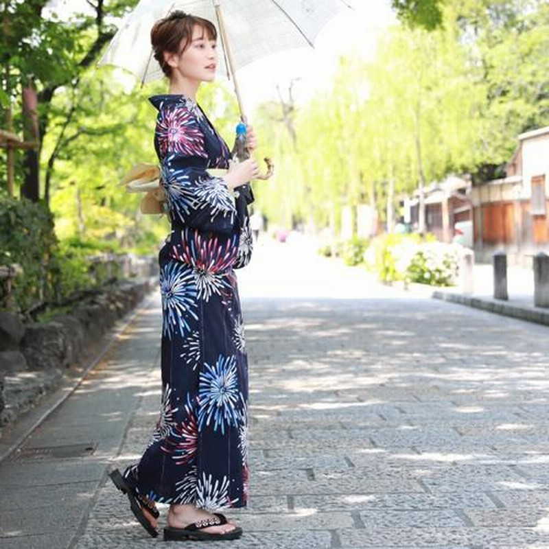 国産染高級綿変わり織り花火古典の藍色紺浴衣大人ゆかた 浴衣のみ 浴衣