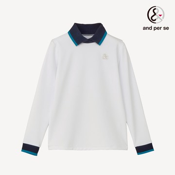 【and per se】女款彈性舒適吸汗速乾UV防護白色立領衫 DLW29295