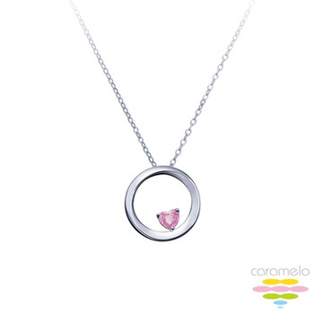 彩糖鑽工坊 14K 愛心寶石 愛心項鍊 (粉紅色剛玉寶石)