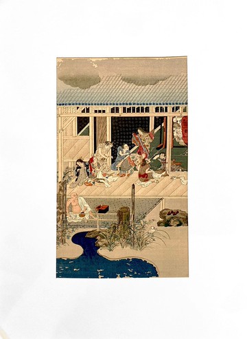 Tosa Mitsuoki 土佐光起 (1617–1691)復刻版畫 - Domestic Scene