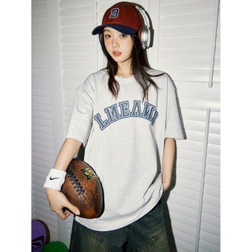 男女同款美式復古上衣 美式大t  男生T恤 純棉短袖T恤 oversize短t 男生上衣 字母印花T恤 寬鬆落肩T恤