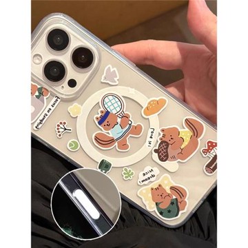 觸控按鍵【16系列帶相機按鍵新款松鼠磁吸無線充電適用16promax手機殼16pro防摔保護套軟殼16plus透明可愛17